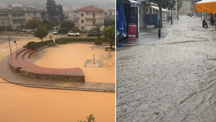 Çeşme’de Kuvvetli Yağış Hayatı Olumsuz Etkiledi!